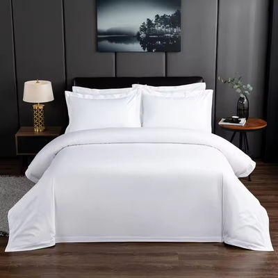 100% de algodón de patrón sólido de hojas planas para el hotel personalizado Set de cubierta de edredón Set de ropa de cama de hotel