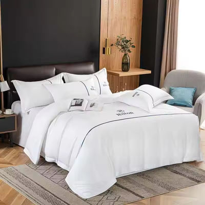 100% de algodón de patrón sólido de hojas planas para el hotel personalizado Set de cubierta de edredón Set de ropa de cama de hotel