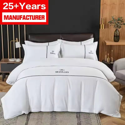 100% de algodón de patrón sólido de hojas planas para el hotel personalizado Set de cubierta de edredón Set de ropa de cama de hotel