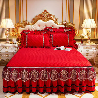 Set de ropa de cama bordada de lujo de 4 piezas Set de cubierta de cama con 133x72 densidad de tela