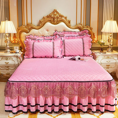 Set de ropa de cama bordada de lujo de 4 piezas Set de cubierta de cama con 133x72 densidad de tela