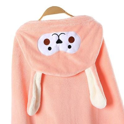 Tamaño personalizado Encapuchado Bebé Envase de baño de microfibra de coral toalla de lana para niños Niñas