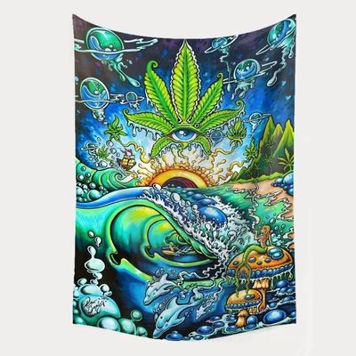Impresión en 3D Tapices de setas Trippy Hippie Psicodélico Arte Abstracto Tapices para colgar en la pared