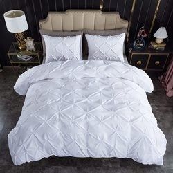 Popularidad Stock 90GSM 3 piezas Pintuck Cover Soft Microfiber Set de ropa de cama de toda la temporada Con cierre de cremallera personalizado