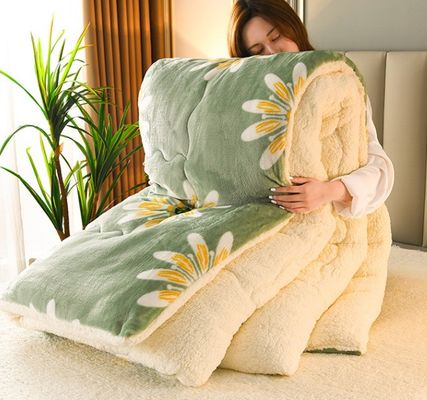 Políester para cubrir colchas de invierno, colchas de lana de cordero para dormir suave y cómodamente