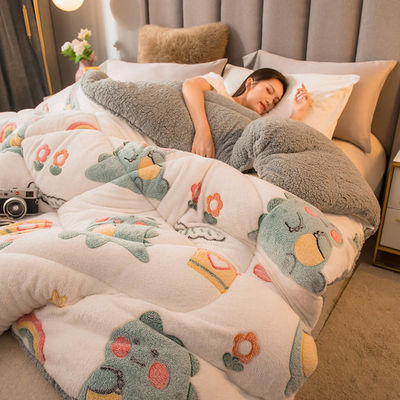 Tamaño personalizado de lana de cordero de leche de terciopelo colcha espesa de ropa de cama de invierno súper caliente