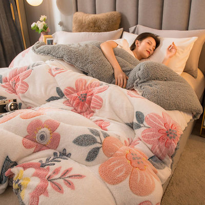 Tamaño personalizado de lana de cordero de leche de terciopelo colcha espesa de ropa de cama de invierno súper caliente