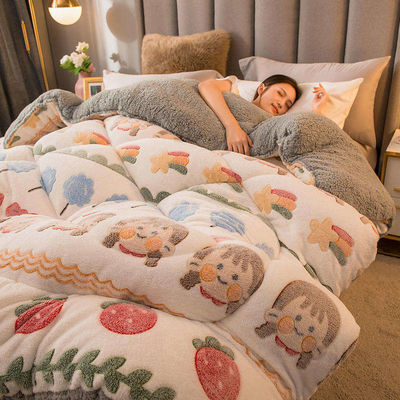 Tamaño personalizado de lana de cordero de leche de terciopelo colcha espesa de ropa de cama de invierno súper caliente