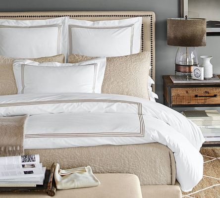 HotelHome 100% de algodón bordado cubierta de edredón ropa de cama conjunto de 4 piezas única doble reina rey