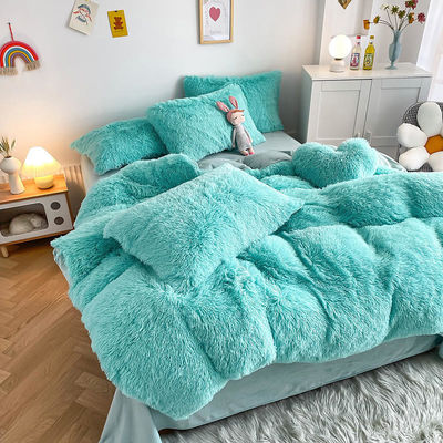 Calor azul de lujo Shaggy flanel Mink de terciopelo ropa de cama conjunto para todos los grupos en otoño invierno