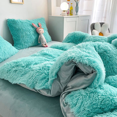 Calor azul de lujo Shaggy flanel Mink de terciopelo ropa de cama conjunto para todos los grupos en otoño invierno