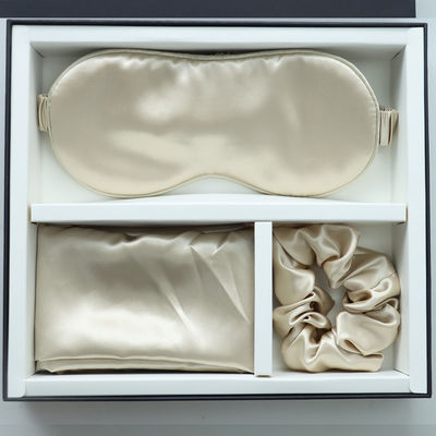 Luxury Sleep Black Silk Eye Mask Logotipo personalizado OEM/OEM Casilla de almohada 100% de seda conjunto negro