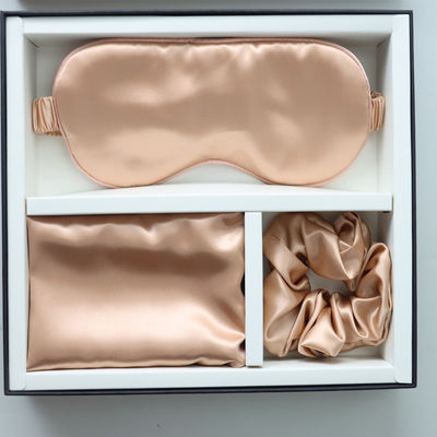 Luxury Sleep Black Silk Eye Mask Logotipo personalizado OEM/OEM Casilla de almohada 100% de seda conjunto negro