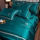 Acogedor Hotel Gris Rojo ropa de cama de bodas Kit de cuatro piezas con seda lavada