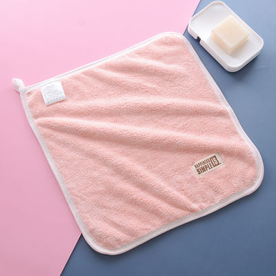 Coral oscuro Plush espesado limpieza facial y belleza bordes pequeña bufanda cuadrada regalo
