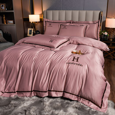 Cama de cama de seda de poliéster bordada a medida para el final de la habitación de lujo en estilo moderno