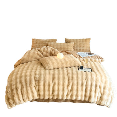 Set de sábanas de cama cubierta de cama lujosa sábanas de cama sólido colorido conejo terciopelo