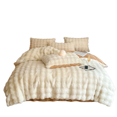 Set de sábanas de cama cubierta de cama lujosa sábanas de cama sólido colorido conejo terciopelo