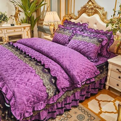 4 piezas de ropa de cama de invierno con bordado de material 100% poliéster