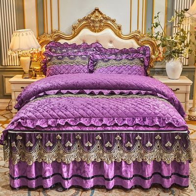 4 piezas de ropa de cama de invierno con bordado de material 100% poliéster