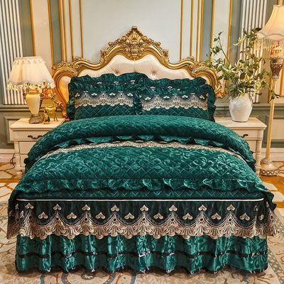 4 piezas de ropa de cama de invierno con bordado de material 100% poliéster