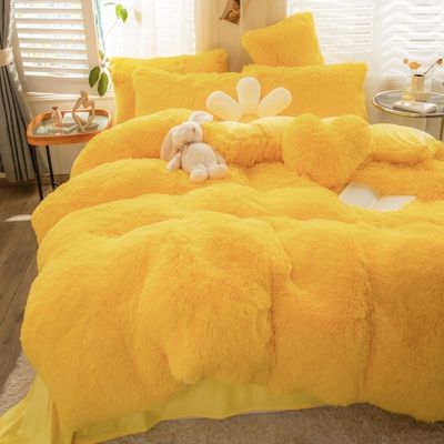 Estilo europeo y americano Color sólido espesado Mink cálido de terciopelo Set de ropa de cama