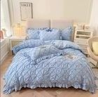 Set de ropa de cama suave de algodón 100% para todas las estaciones con cortina y edredón de lujo