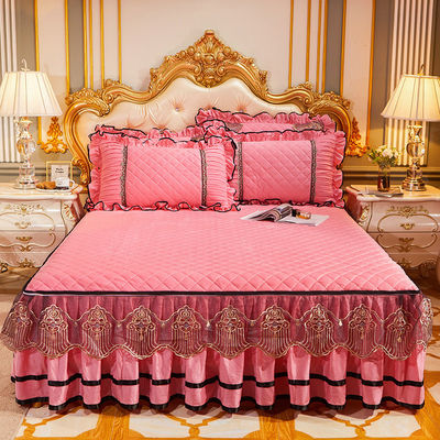 Tamaño personalizado Slip Set de colcha de invierno con ropa de cama bordada de lujo 3 piezas
