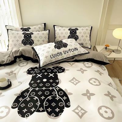 Moderno estilo dibujos animados cabeza de oso blanco diseño de ropa de cama con 100% de material de poliéster