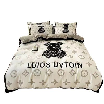 Oso Blanco 100% Políester Fibra de Cama Conjunto Lujo Oso Violento Diseñador Cobertura