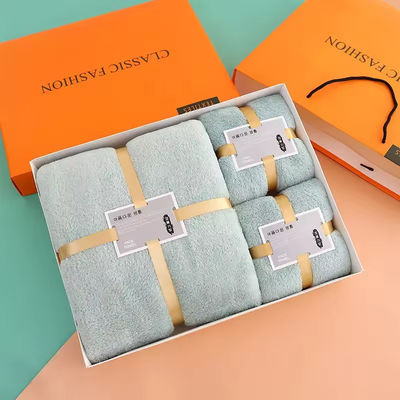 Casa suave y absorbente Hotel Spa Set de toallas de baño Regalo en fleece de coral grueso de microfibra