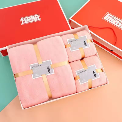 Casa suave y absorbente Hotel Spa Set de toallas de baño Regalo en fleece de coral grueso de microfibra
