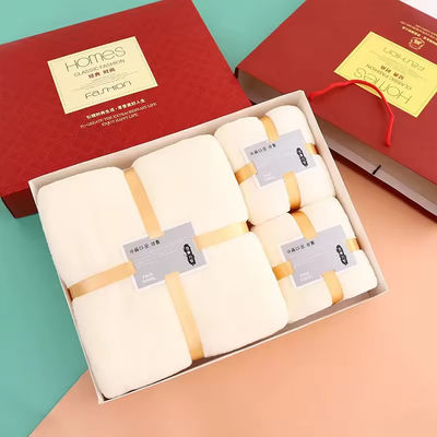 Casa suave y absorbente Hotel Spa Set de toallas de baño Regalo en fleece de coral grueso de microfibra