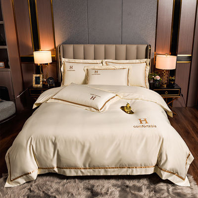Set de ropa de cama de seda de poliéster personalizado de lujo de color sólido