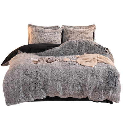 Casa Hotel Boda Color Arco iris Falsa Piel Veludo Pelusa Plush Cama Blanda Set 4 piezas