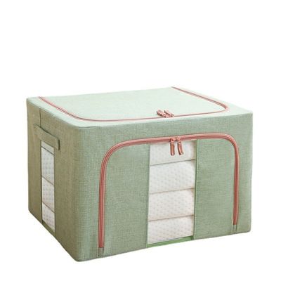 66L de gran capacidad plegable de algodón lino de uso doméstico ropa de mantel plegable cubierta a prueba de polvo organizador de caja de almacenamiento