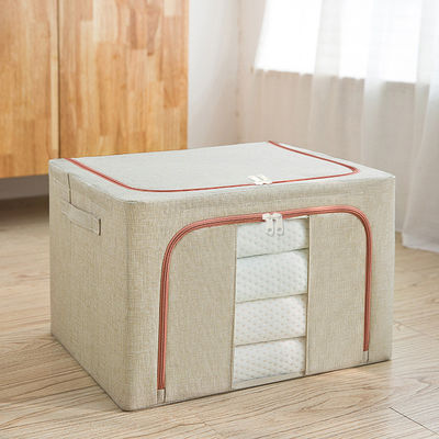 66L de gran capacidad plegable de algodón lino de uso doméstico ropa de mantel plegable cubierta a prueba de polvo organizador de caja de almacenamiento
