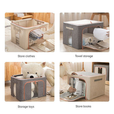 66L de gran capacidad plegable de algodón lino de uso doméstico ropa de mantel plegable cubierta a prueba de polvo organizador de caja de almacenamiento