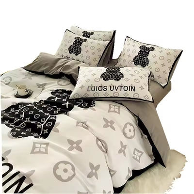 180GSM dibujos animados cabeza de oso blanco diseño de osos ropa de cama conjuntos de colección de ropa de cama cubierta de cama de cama almohadilla