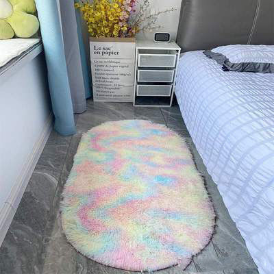 Alfombras de dormitorio suaves y resistentes a las manchas Alfombras ovaladas y beige para espacios pequeños