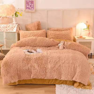 Color del arco iris Set de cama de piel Veludo Fluffy Plush suave de lujo Sillón de cama Conjunto de 4 Pcs