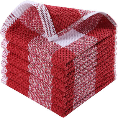 Pañuelos cuadrados de Waffle de algodón puro en color personalizado Pañuelos absorbentes a cuadros de 50 g