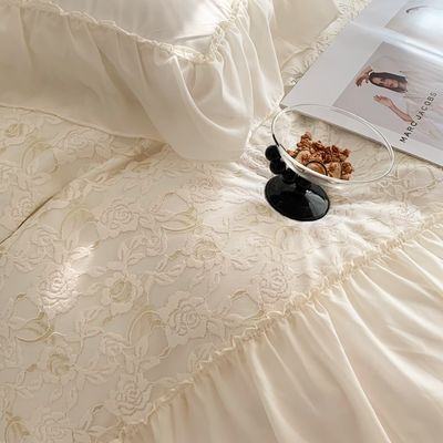4PCS Set de ropa de cama de edredón y edredón con patrón sólido