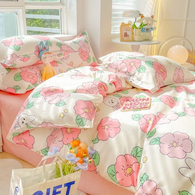 Tendencia 2024 Conjunto simple de algodón de cuatro piezas para una cama natural y orgánica