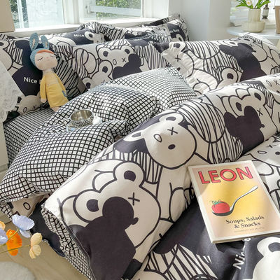 Tendencia 2024 Conjunto simple de algodón de cuatro piezas para una cama natural y orgánica