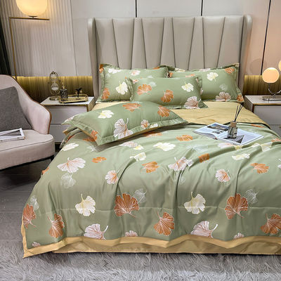 Lujo Princesa de seda lavada ropa de cama conjunto de 4 piezas lleno de suave y transpirable sábanas