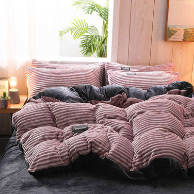 Set de ropa de cama de franela 4 piezas de sábanas individuales Conjunto de tela Densidad 133x72 tamaño Queen King