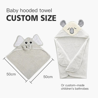 Toallita de baño de bebé de punto con logotipo personalizado y diseño de impresión de elefante adorable