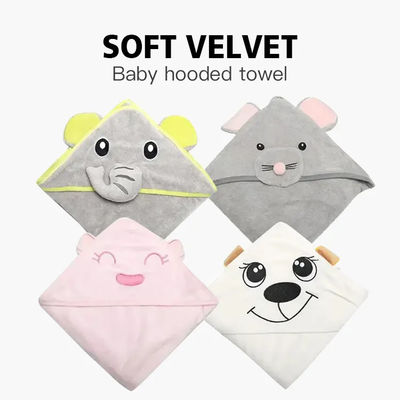 Toallita de baño de bebé de punto con logotipo personalizado y diseño de impresión de elefante adorable