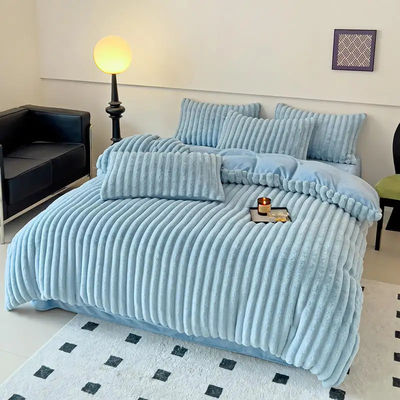 Polyester lleno de conejo caliente de piel falsa pelusa pelusa de peluche cubierta de edredón caliente para cama de 2,0m
